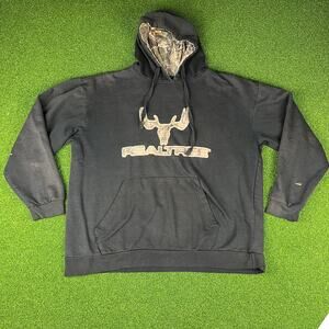 Y2K Sun River Realtree Camo Black Outdoor Hunting Sweatshirt Hoodie Sz XL